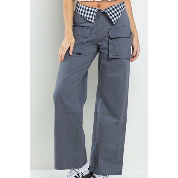 Twill Fold checker waist pants - Picture 1 of 8